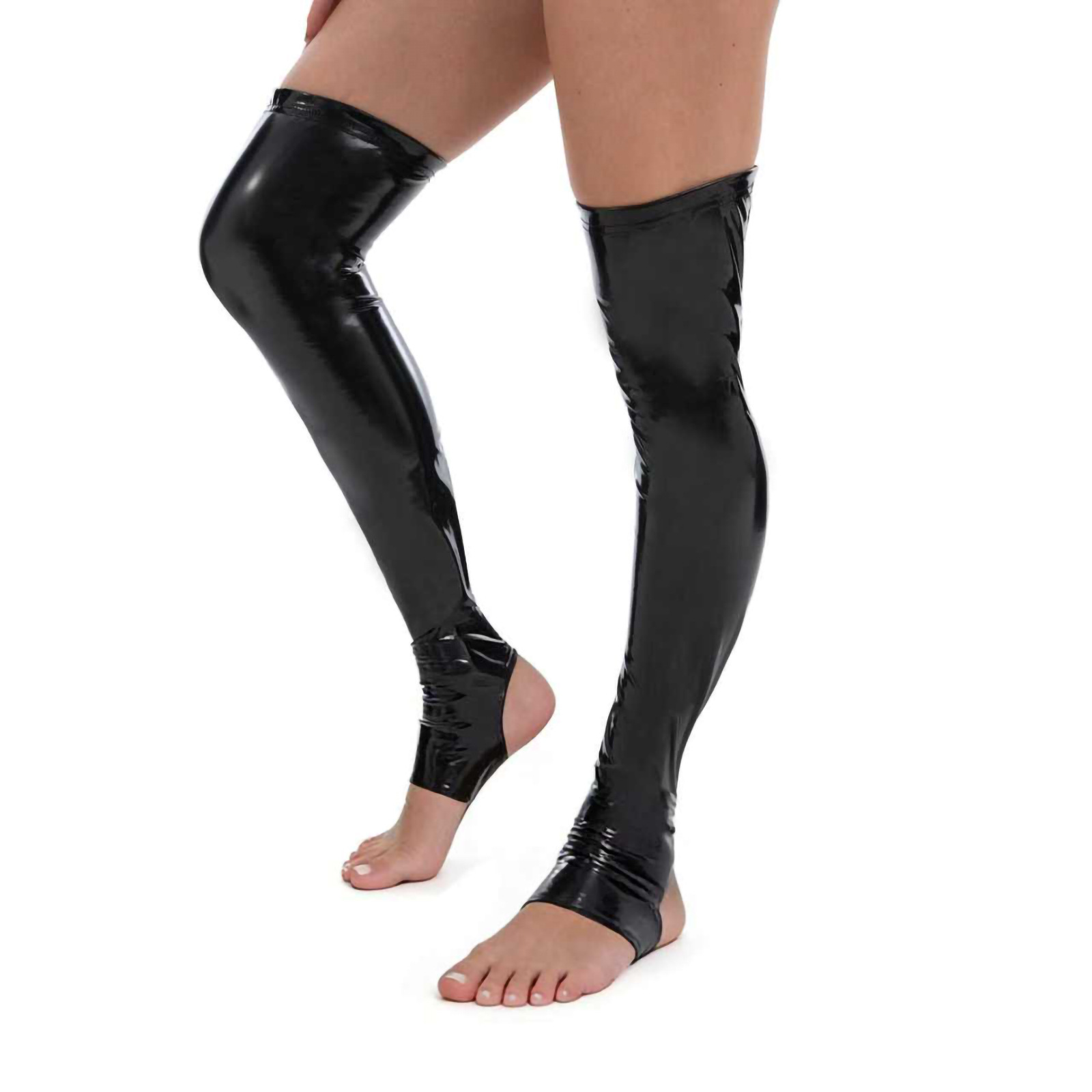 Cherry Temptation Foreign Trade European and American Style Erotic Lingerie Adult Shiny Patent Leather Thigh-High Stockings Glossy Socks