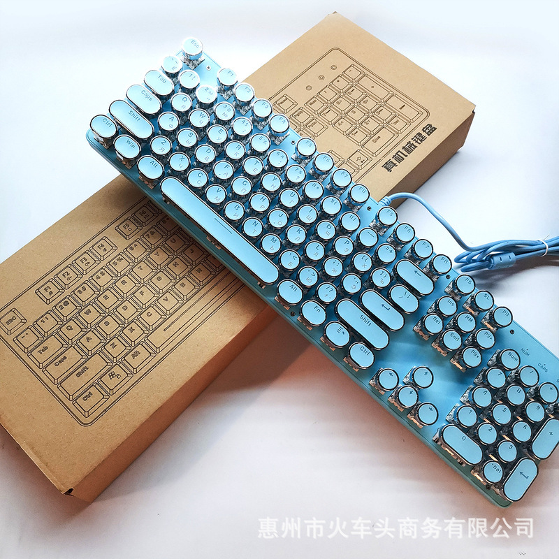 [ロシア語キーボード] レトロラウンドスチームパンクノブメカニカルキーボードクロスボーダー直販87/104キー在庫あり|undefined