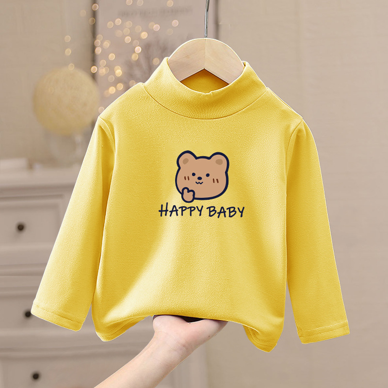 Ropa interior térmica de terciopelo de invierno para niños camiseta de otoño para niñas de una sola pieza superior para niños de cuello alto