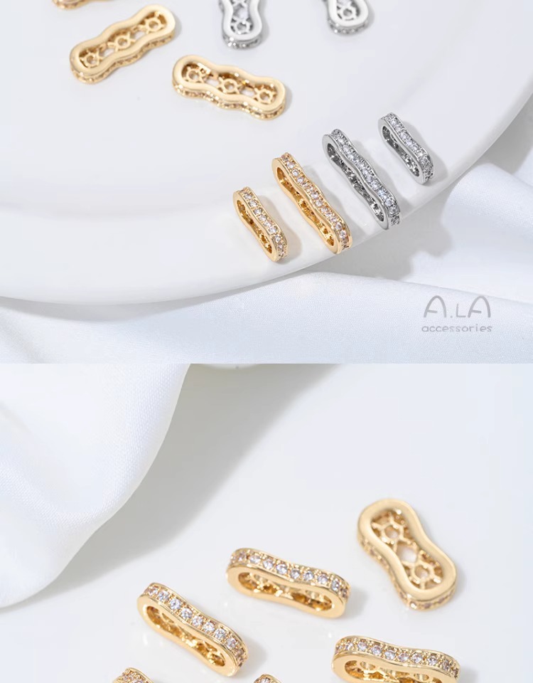 Color-preserving 14K gold double-row three-row bead peanut drill ring spacer diy string pearl bracelet necklace jewelry accessories