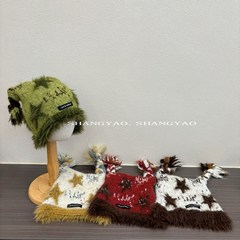 亲子帽毛毛边个性毛线帽双麻花古灵精怪可爱灵动针织帽儿童帽子潮