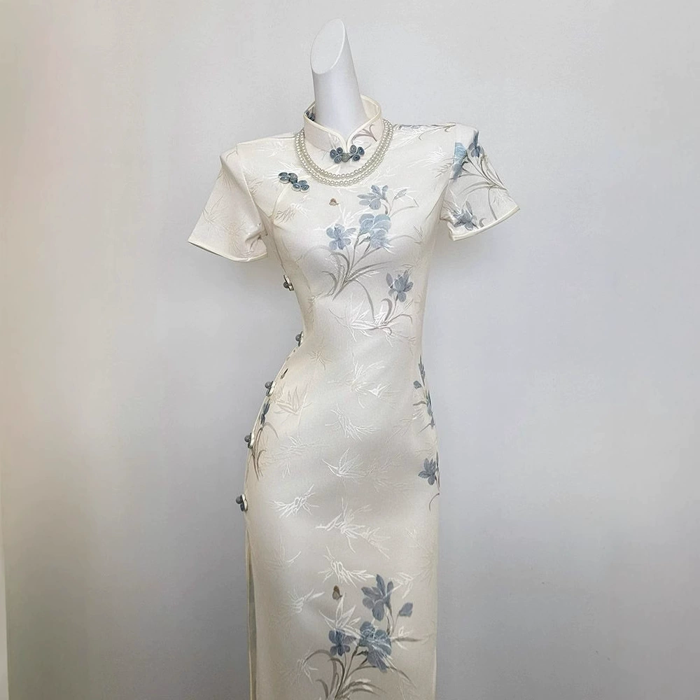 Женское летнее платье в стиле китайской моды, улучшенная модель в ретро-стиле, с принтом, новинка 2025 года.