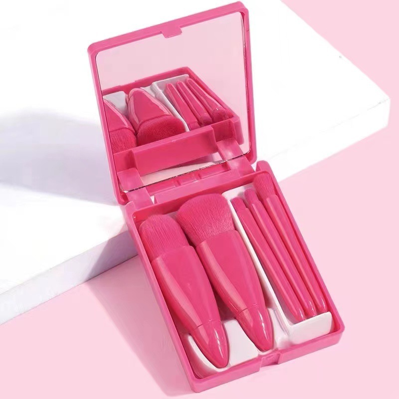 Boxed makeup brush set Brush with mirror Multi-function powder brush blush brush mirror box Beauty tools portable