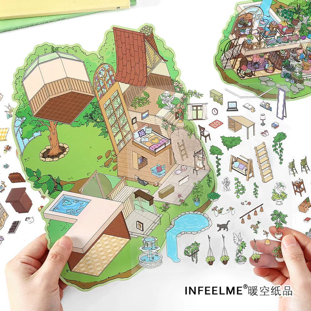 Infeel.Me My House Fifth Bullet Series 2.5D Large Size Landscape Sticker Hand Notes Diy Scene Decoration