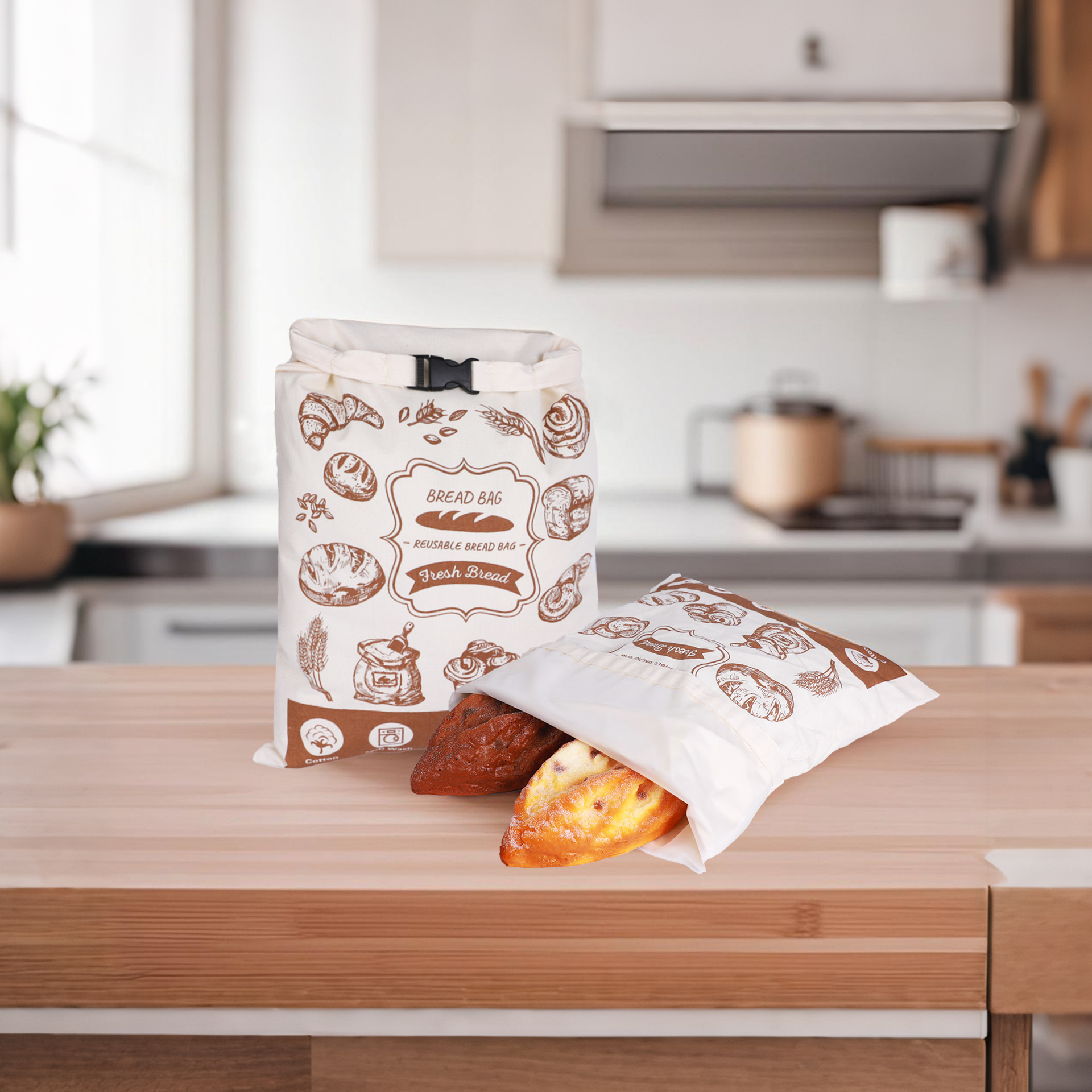 润亨跨境供应卡扣亚麻面包袋 新款包装束口袋 抽绳束口麻布袋