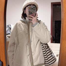 日系复古冬季棉衣棉服女新款小个子设计感加绒加厚保暖外套潮