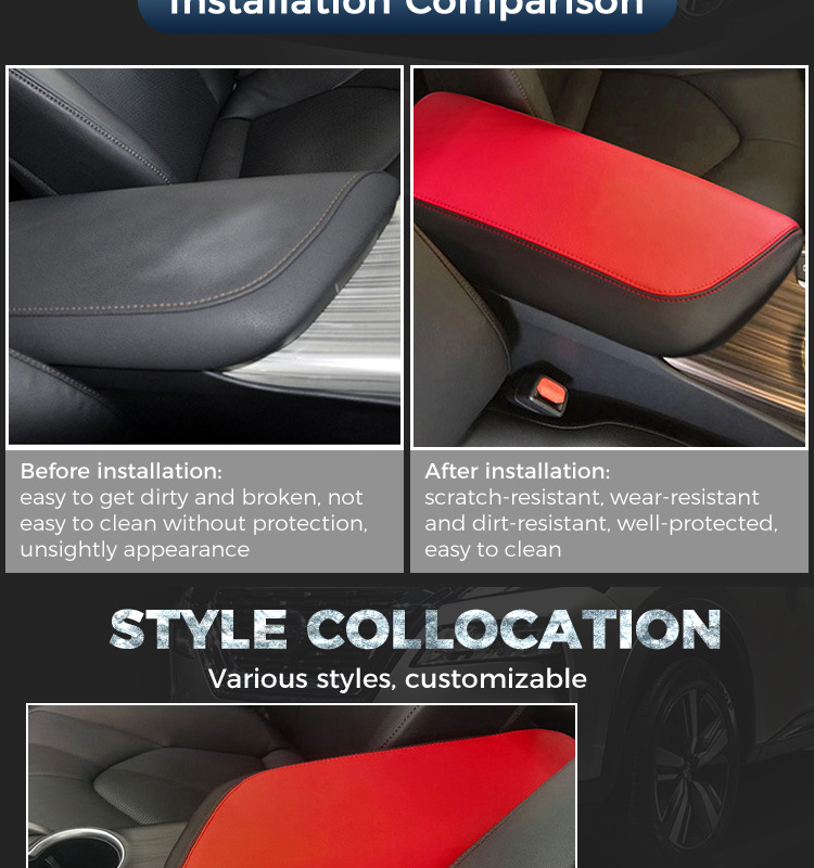 Suitable for 18-21 Toyota Camry armrest box cover central storage box protective cover leather pad Interior decoration