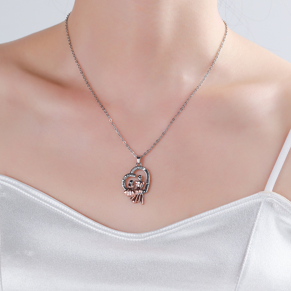 Simple Style Heart Shape Artificial Crystal Copper Metal Pendant Necklace 1 Piece