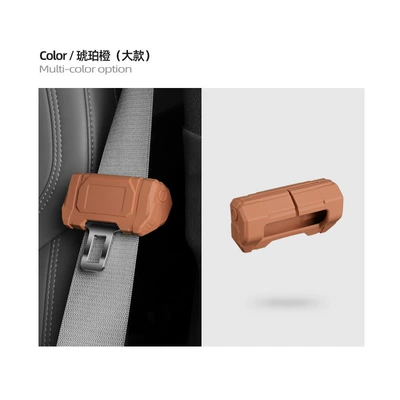 belt buckle extension anti-collision silicone Other Automotive Interior Supplies - mecha-seat-belt-big-style-single-amber-orange