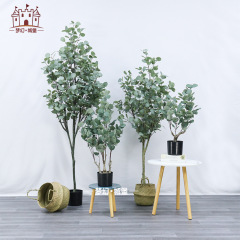 Simulated money tree Eucalyptus tree potted Nordic floor-standing simulated plant ornaments fake tree indoor bonsai money leaves