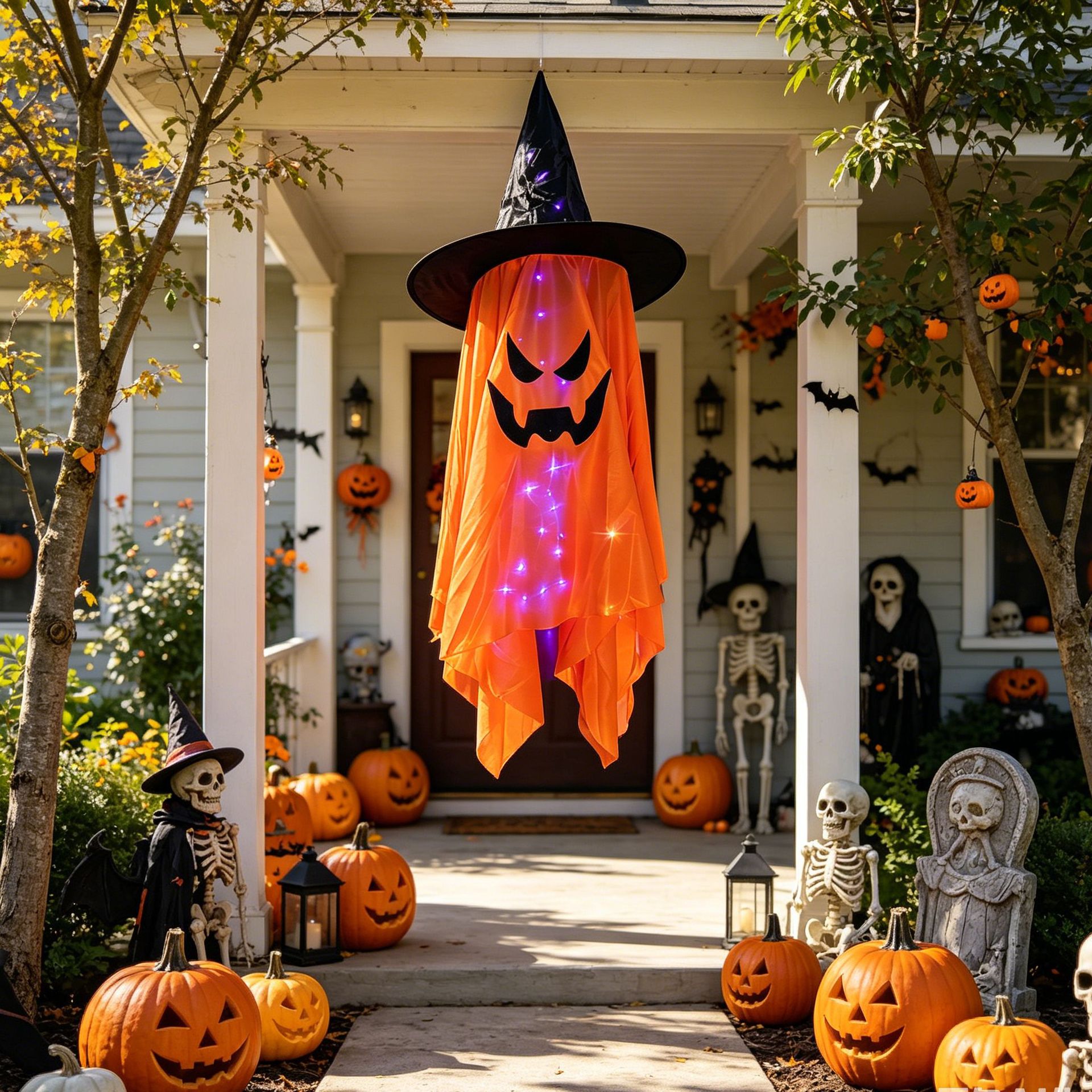Halloween sombrero fantasma decoración lámpara LED luminosa sombrero fantasma colgante fantasma fantasma colgante lámpara al aire libre fantasma escena del festival