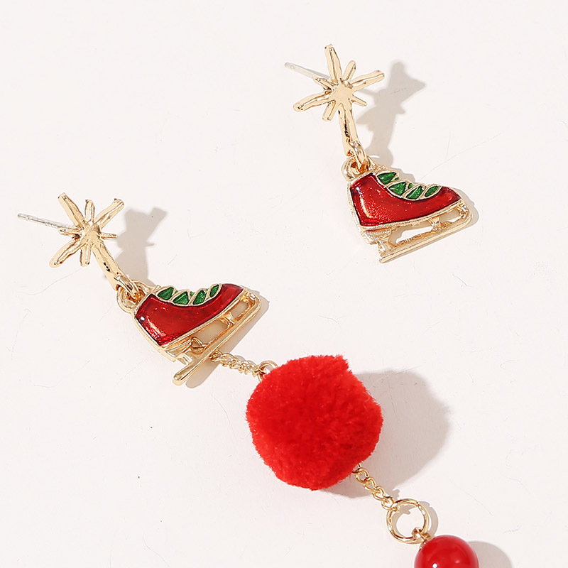 Creative Trend Long Hair Ball Dripping Oil Christmas Earrings European And American Holiday Earrings display picture 9