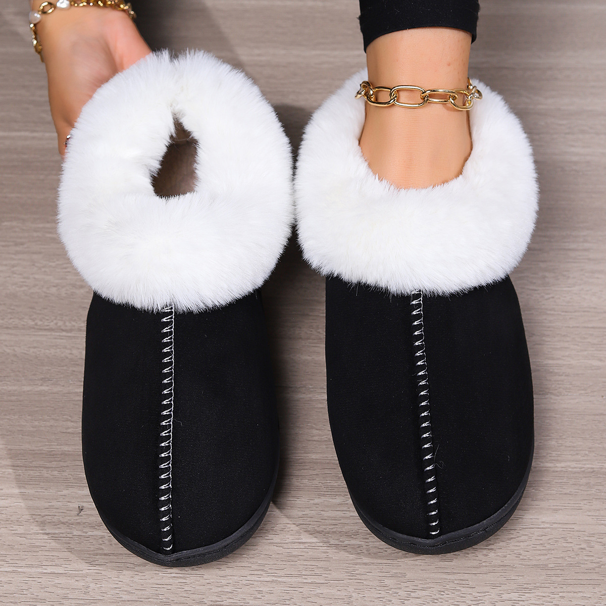Home cotton slippers female Baotou cotton drag indoor household non-slip neutral slippers_voghion.com