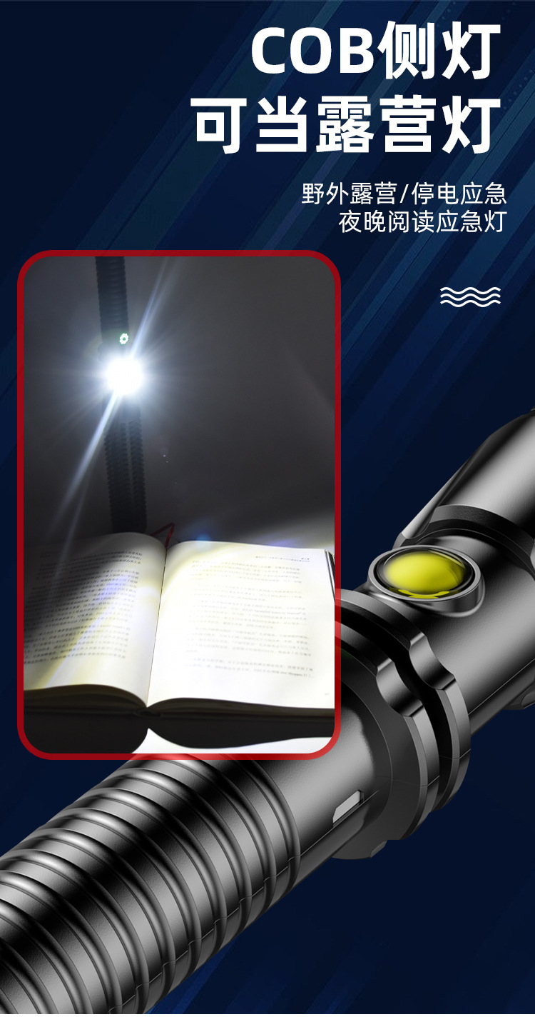 Strong Light Mace Flashlight Baseball Bat Fire Security Emergency Multi-Functional Waterproof Rechargeable Strong Light Wholesale