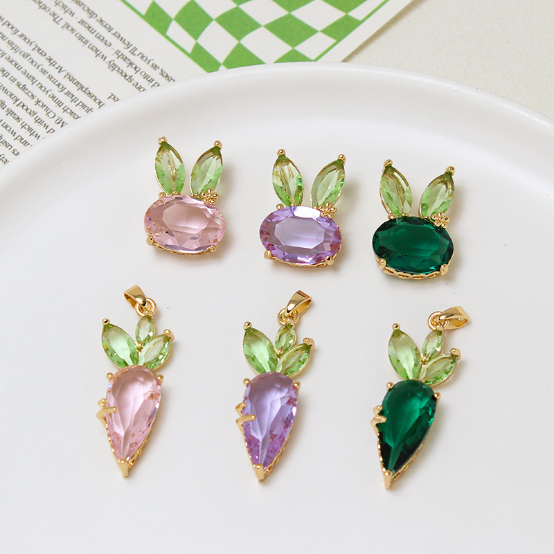 4g Weight Pendant Jewelry Making Type DIY Ornament Accessories Classification 1 Piece Quantity Copper Material Rabbit, Carrot Pattern All Seasons Season Plating Design Cartoon Style Style 1 Piece Copper Rabbit Carrot Pendant 1