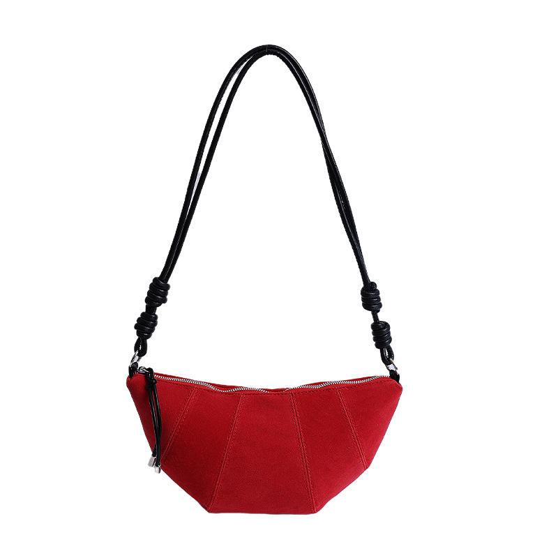 Bolso Bandolera Tipo Dumpling de PU con Costuras para Uso Diario