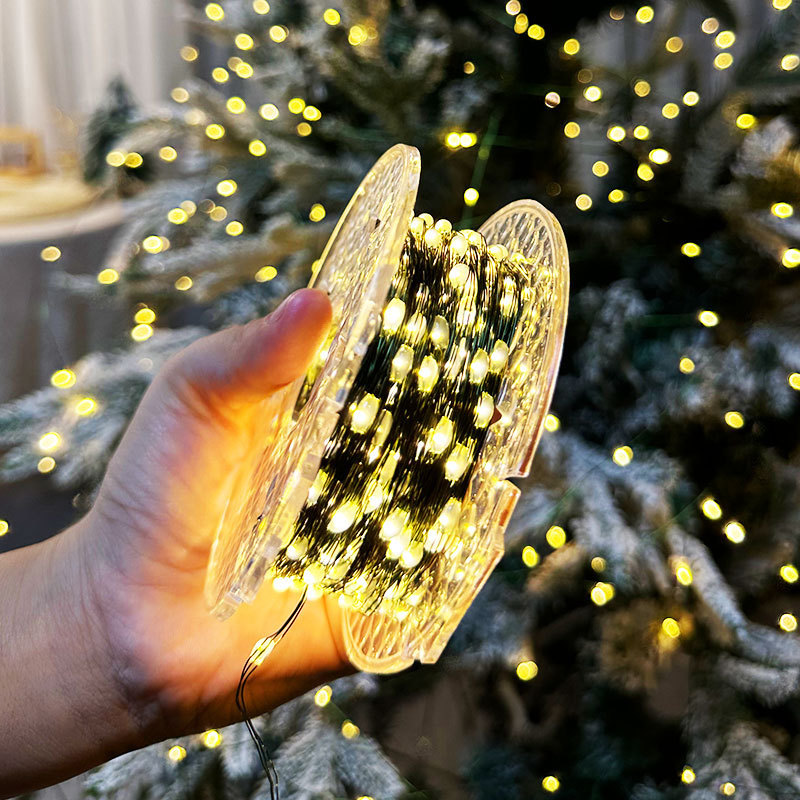 クリスマスツリーライトストリングロールダークグリーン銅線ライトエクストラロングLEDライトストリップクリスマスベビーブレス防水カラーライト|undefined