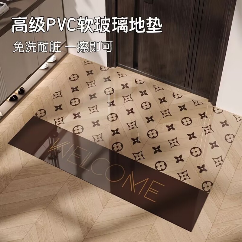 Entrance Door Floor Mat Accessible Luxury High-End Pvc Transparent Soft Glass Anti-Slip Foot Mat Entrance Home Entrance Door