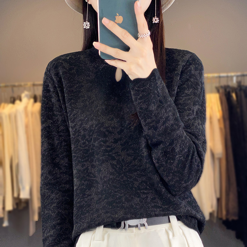 2024 spring new style half turtleneck Chinese plate button lace…