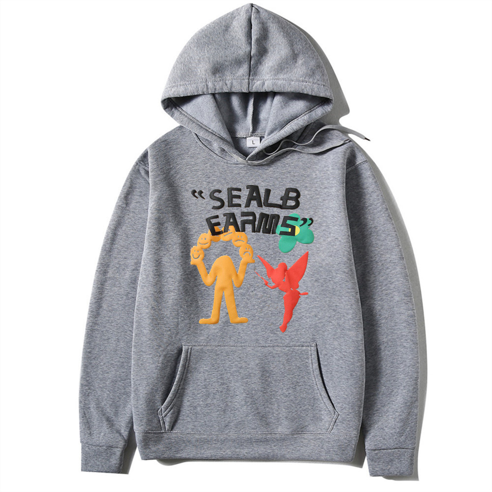 Trendy men's Kanye graffiti foam printed round neck plush sweater FOG_voghion.com