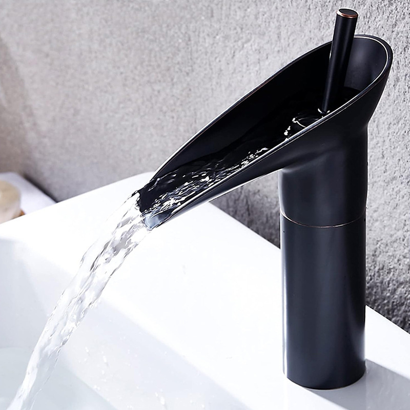 Vintage counter basin copper washbasin wine glass faucet bathroom antique cold and hot water waterfall basin faucet