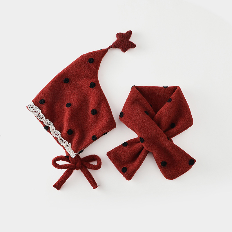 Sombreros para bebés bufandas set otoño y invierno engrosado calentamiento para niños gorras de punto gorras rojas para niñas gorras de hadas gorras protectoras de orejas image 8