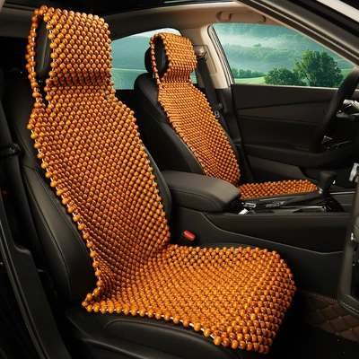 Summer Wooden Bead Cooling Mat Cool pad - orange-hooded-single-seat
