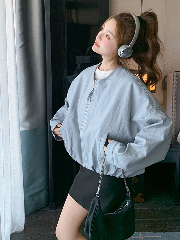 秋装2025新款韩系夹克外套女感小个子短款棒球服圆领开衫上衣