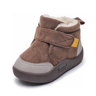 Winter velvet baby toddler shoes non-slip soft bottom baby 1-2-3 years old 4 cotton outdoor boys and girls snow boots