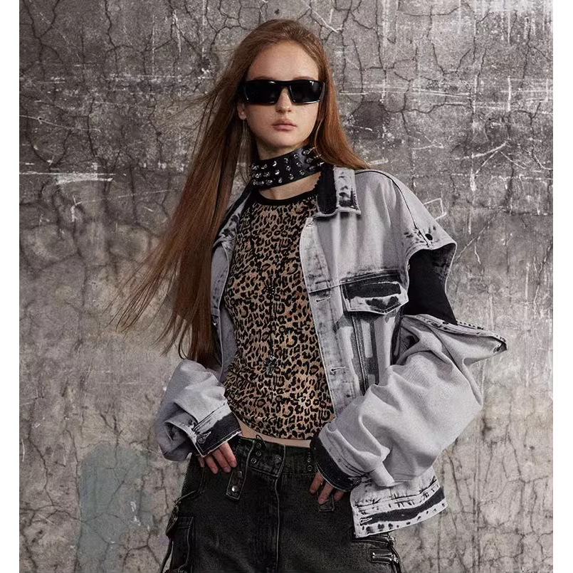 Retro denim autumn removable jacket