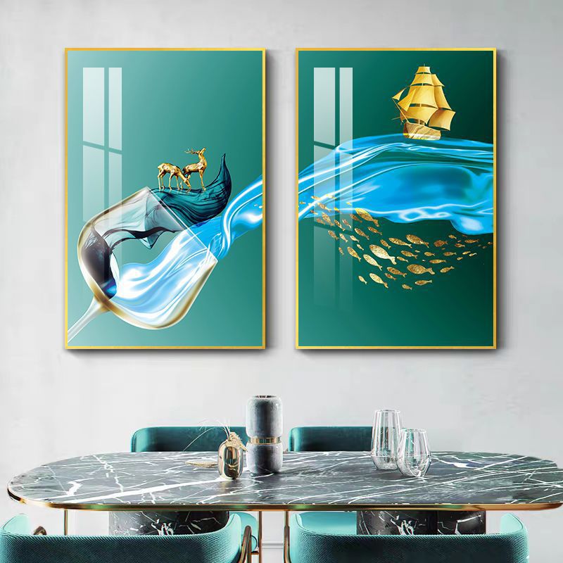 Pintura decorativa de comedor simple mesa de comedor cuelga pinturas de porcelana de cristal de fondo pinturas murales sin perforación