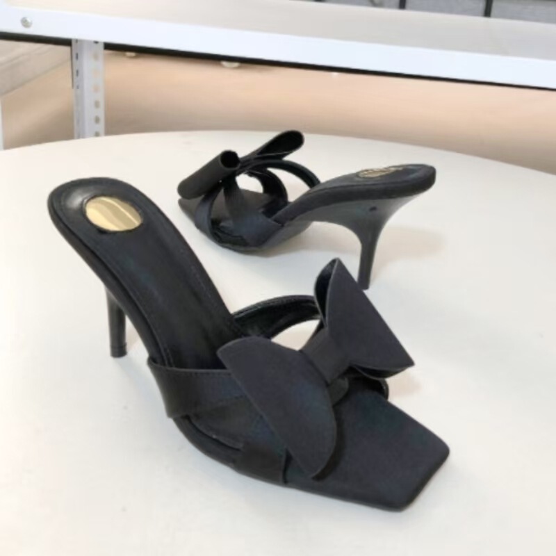 Xinhao Shoe Factory 25 Summer New Cross Silk Bow High Heel Slippers Fashion Sexy Open Toe High Heels for Women