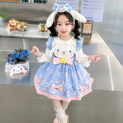 Children's Jade Guigu Dog Lolita Dress 2024 Spring New Girls' Big Eared Dog Cos Bouncy Skirt for Middle Children