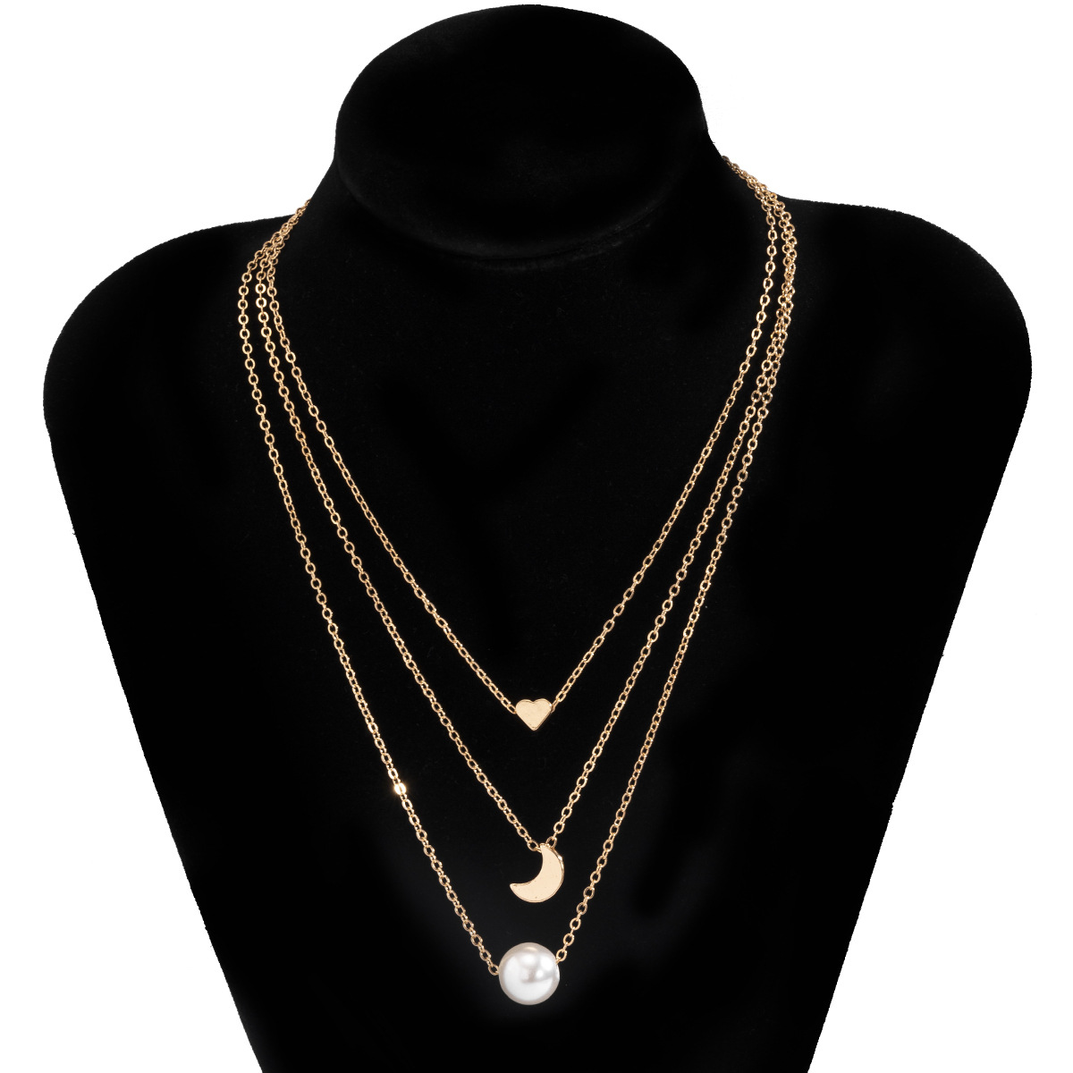 Simple Star Moon Multi-layer Necklace Wholesale display picture 5