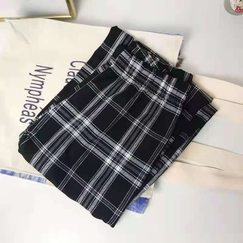 2022春夏新作チェック柄ワイドパンツ レディース 大きめサイズ 着痩せ効果のあるドレープ感のあるストレートレッグ ゆったりカジュアル ロング丈パンツ 快適|undefined