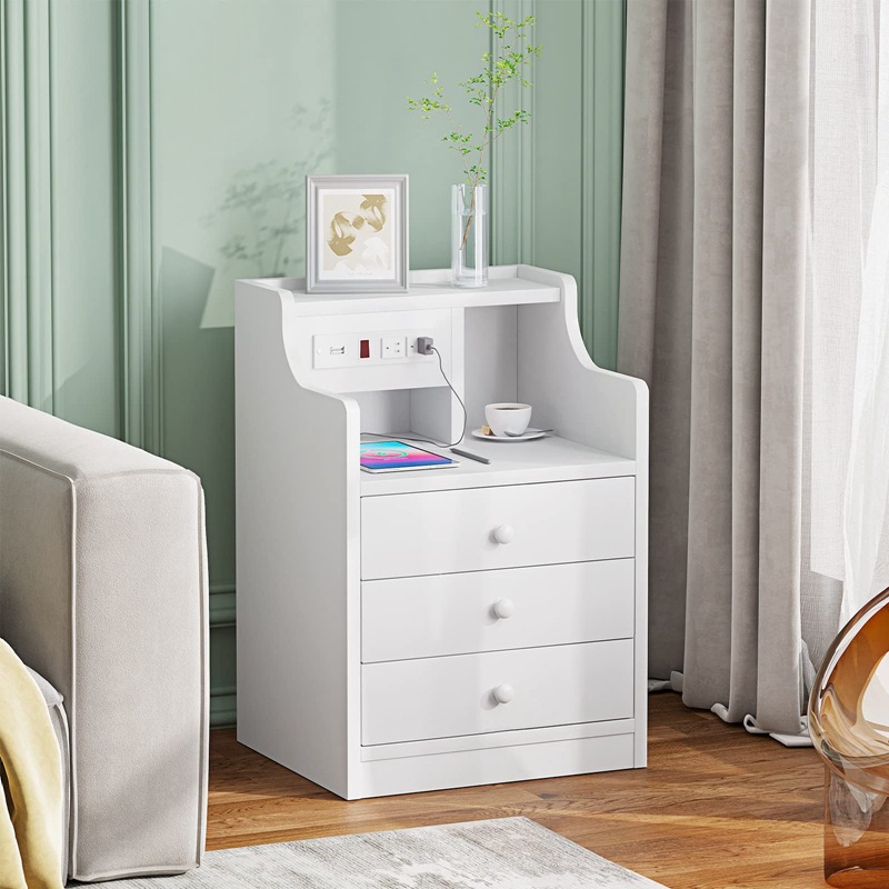 Gran capacidad simple creativo dormitorio mesita de noche gabinete hogar recargable cabecera gabinete de almacenamiento sala de estar sofá lado gabinete