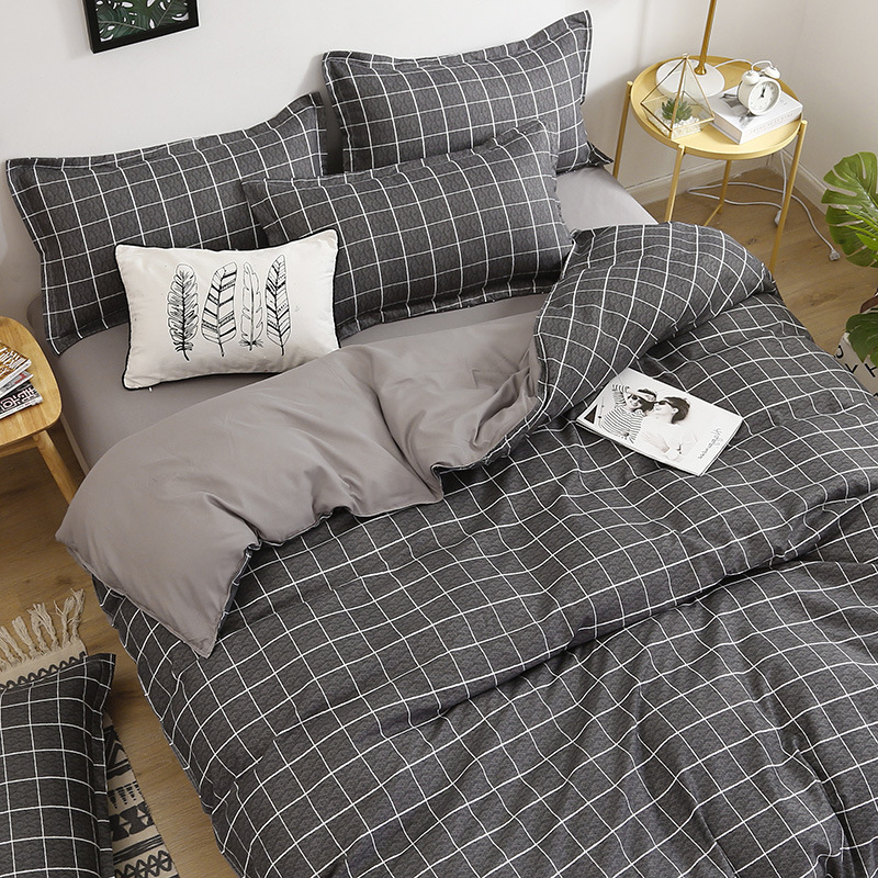 Juego de ropa de cama de algodón cepillado al por mayor para estudiantes, juego de cuatro piezas, funda de edredón de algodón con aloe vera, funda de edredón individual para dormitorio, juego de tres piezas. image 16