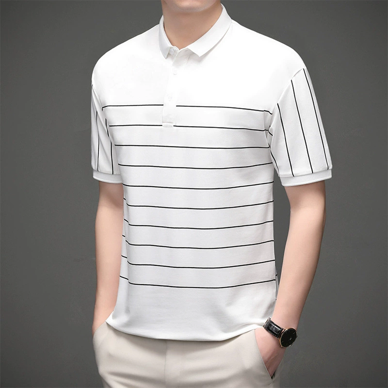 Мужская футболка с короткими рукавами, мужская летняя рубашка-поло с воротником, модный красивый тонкий мужской топ с половиной рукавов с лацканами