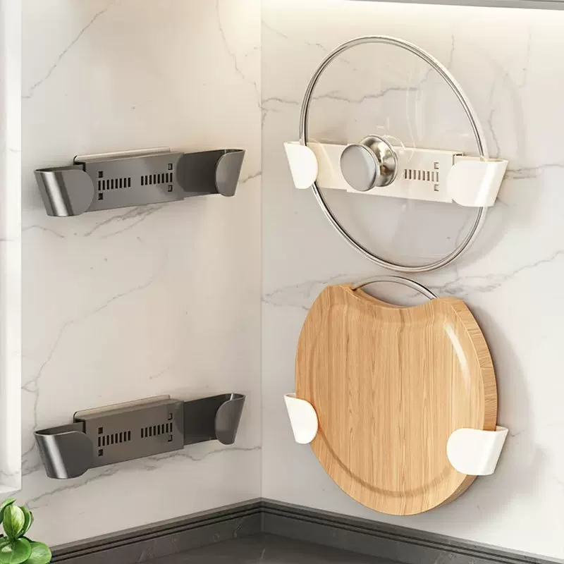 厨房伸缩锅盖架壁挂式免打孔收纳置物架可调节收缩菜板锅盖放置器