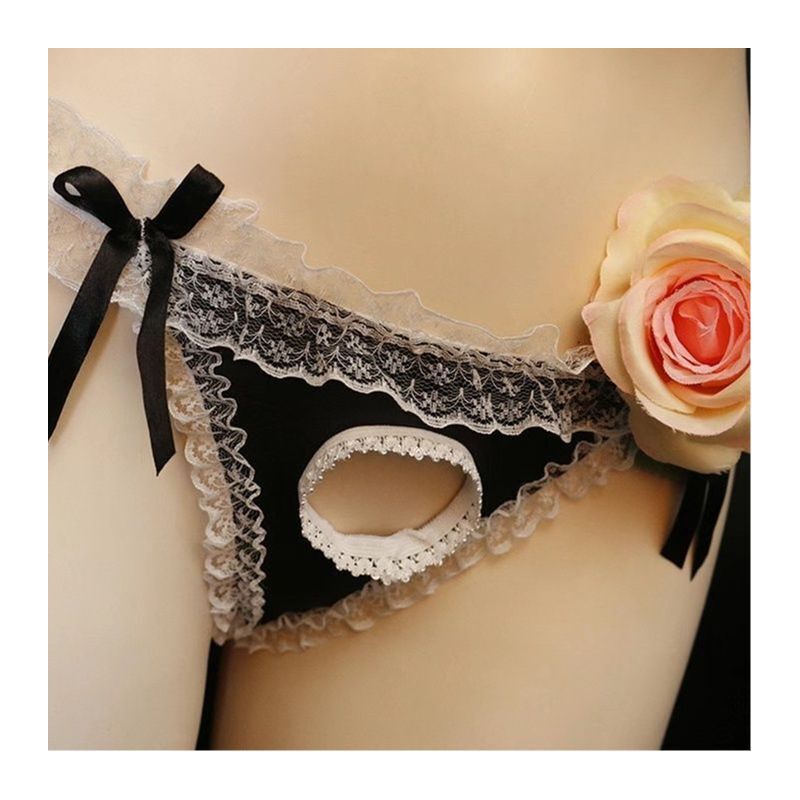 Sexy Intimates, Lace Men's Underwear with Jj Hole, Sexy and Passionate, No Need to Take Off, Back Open Bow Thong Sexy Intimates, Lace Men's Underwear with Jj Hole, Sexy and Passionate, No Need to Take Off, Back Open Bow Thong