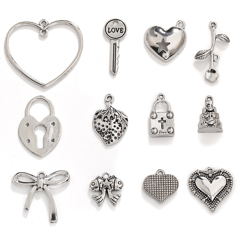 DIY Jewelry Accessories Heart Lock Cake Strawberry Bow Pendant Handmade Bracelet Earrings Necklace