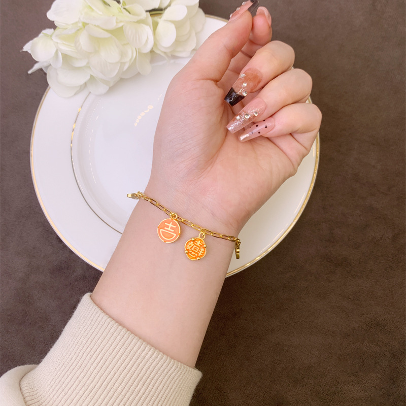 Guochao antiguo pulsera de oro esmalte retro goteo de aceite mariposa brilla pulsera mujer joyas de mano no se desvanecen