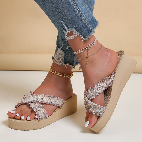Xiaoxiangfeng ethnic style cross-border foreign trade fashion imitation hemp rope slippers for women Xichuanbanna women's slippers for women's summer outer wear
