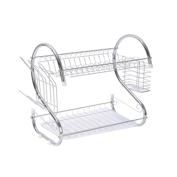 Drainage Dish Rack Tableware Chopstick Tube Water Cup Storage Rack Double-Layer Multi-Functional Dish Set Stainless Steel Kitchen Storage
