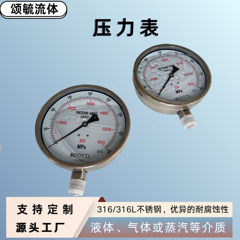径向高压耐震压力表 高压不锈钢压力表超高压压力表批发