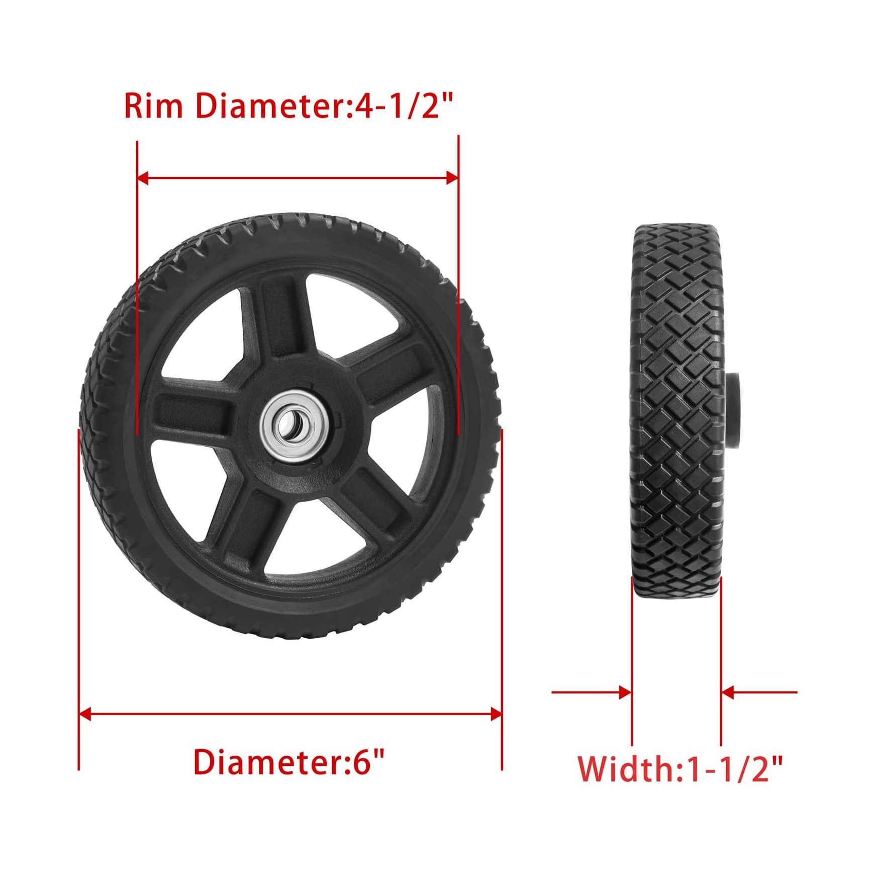 零件营地割草机车轮套件 6 英寸轮子适用于推式割草机车轮 6 英寸
