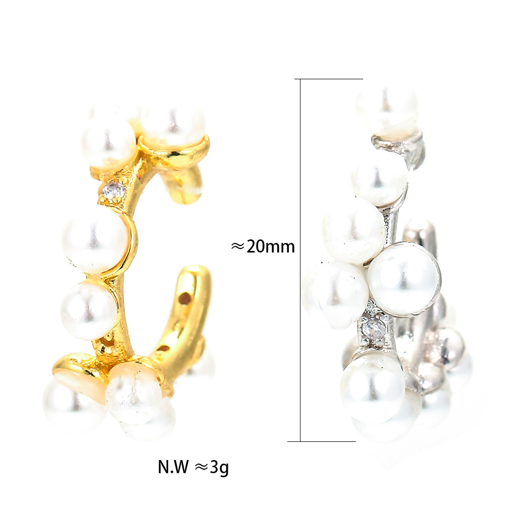 Housewarming, Anniversary, Business, Wedding, Travel, Birthday, Festival Occasion Copper Material Geometric Pattern Korea Fashion C-shaped Pearl Ear Bone Clip