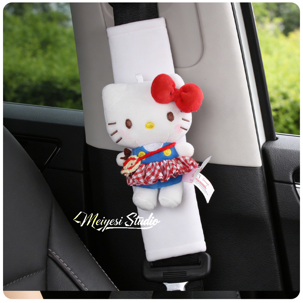New Spring Outing Hello Kitty Plush Toy Car Seatbelt Shoulder Pad Car Interior Accessories New Car Gift