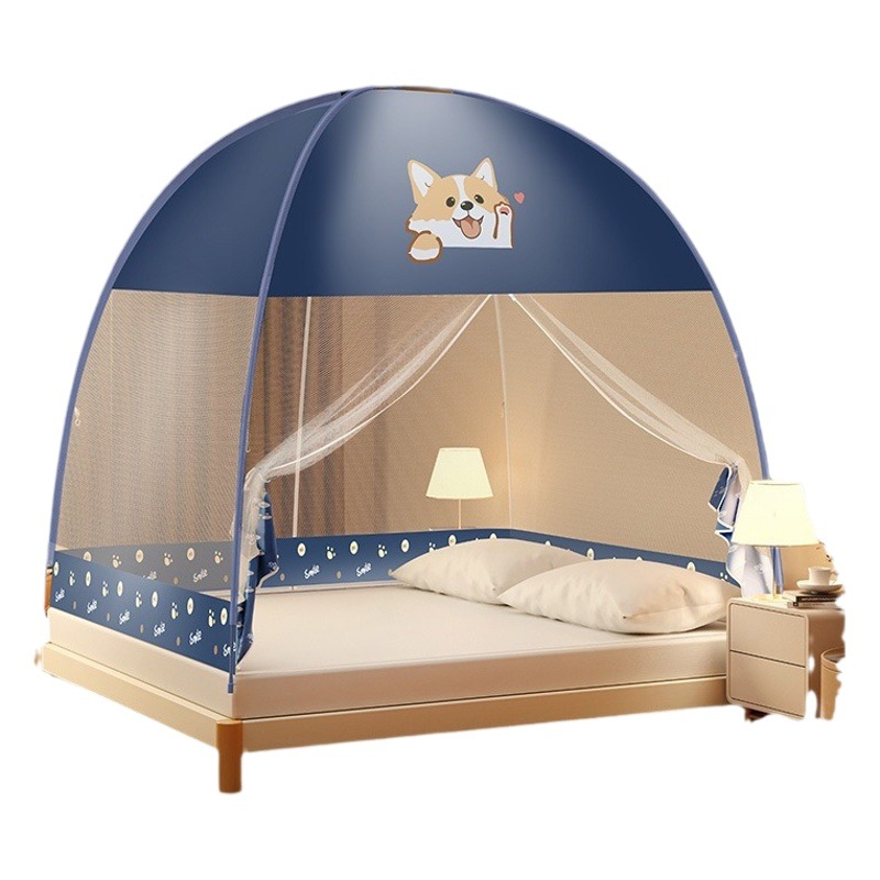 Mosquitera mongola sin necesidad de instalación para cama de dormitorio, con marco plegable, mosquitera anticaídas para niños.