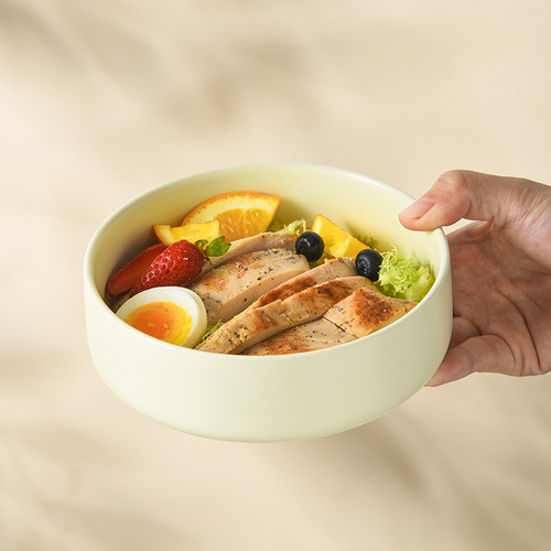 Nordic Bowl Household Pasta Bowl Low-Carb Meal Plate One-Person Ceramic Light Meal Tableware Hotel Restaurant Salad Bowl Round Pot Bowl